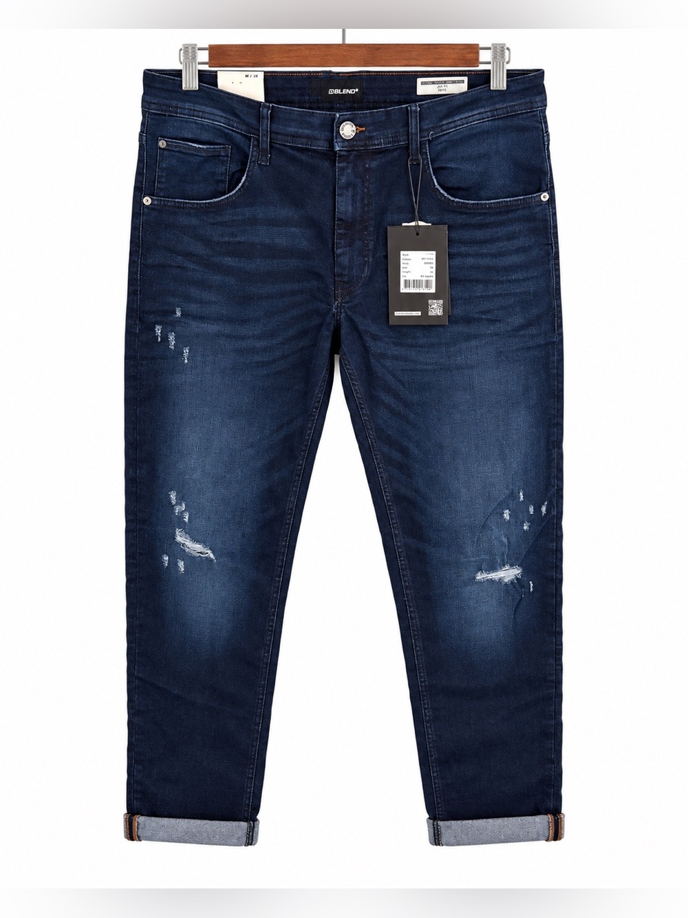 NWT BLEND Jet Slim Fit Dark Wash Distressed Jeans Men’s 38x32 Stretch